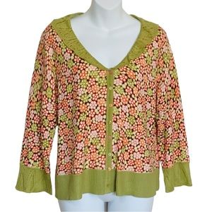Sigrid Olsen Silk Blend Floral Cardigan Sz LP